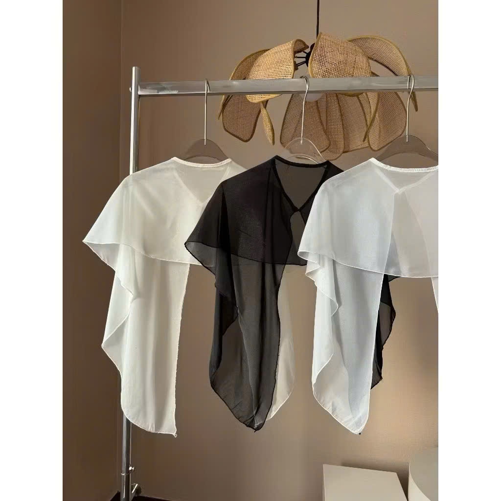 Áo choàng voan sang chảnh, khăn choàng dáng dài thời trang freesize Khoác Choàng Voan Tơ Mỏng Nhẹ Mặc Được Nhiều Kiểu