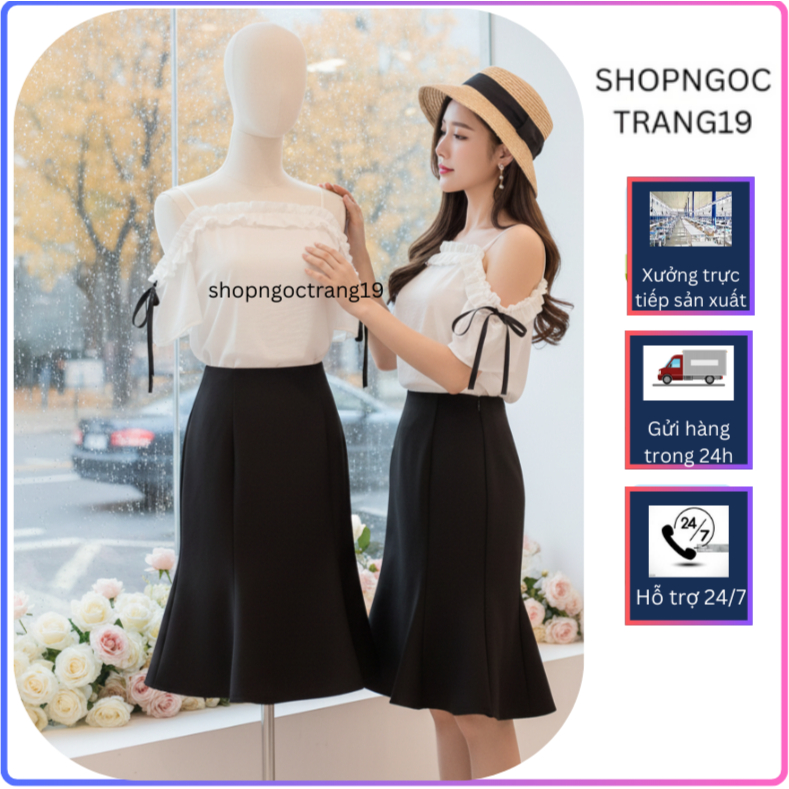Chân Váy Đuôi Cá Dáng Ngắn 50cm Tôn Dáng Cho Các Nàng_SHOPNGOCTRANG19_Thời Trang Hè 2024_CV134NT