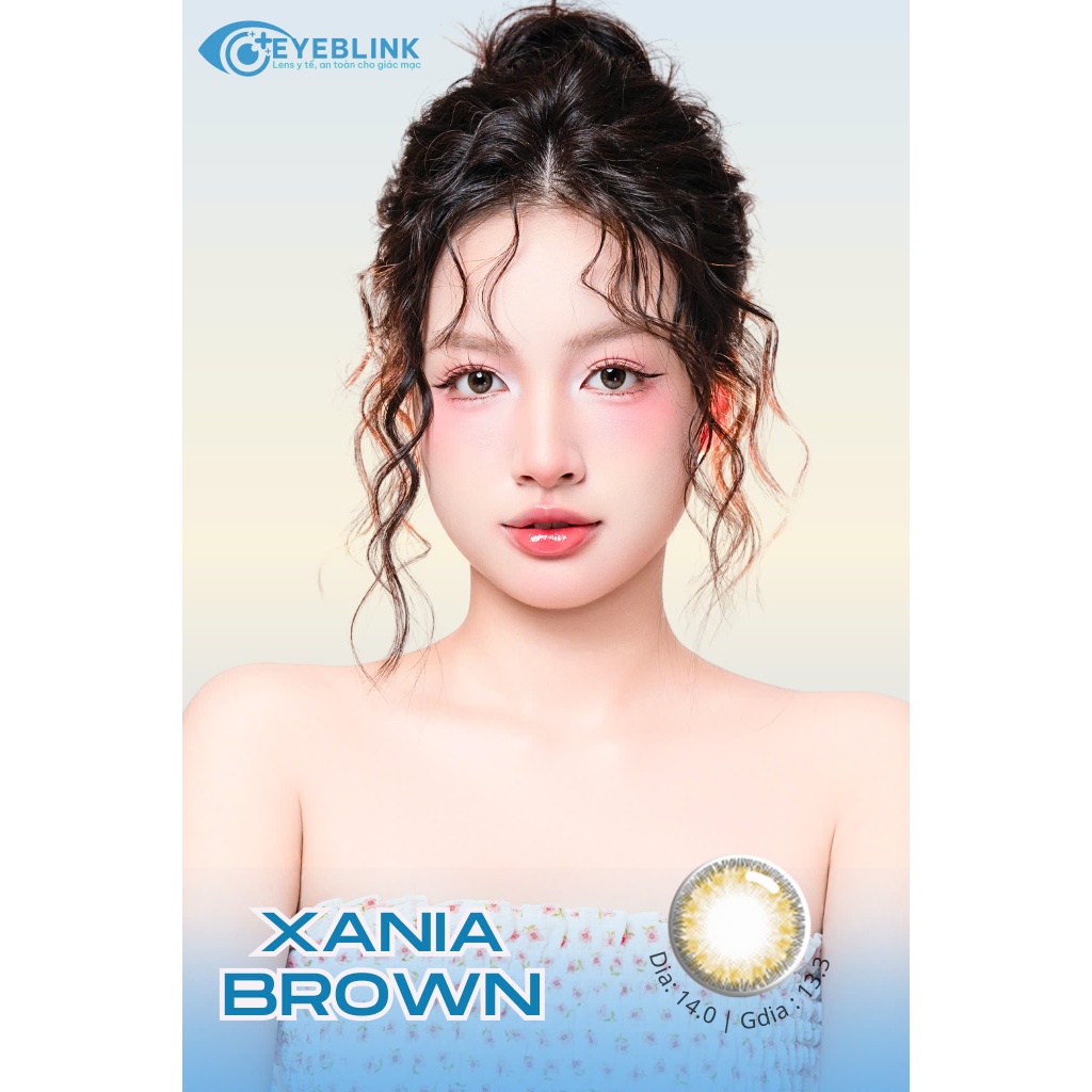 Kính áp tròng y tế Xania Brown chất liệu Silicone hydrogel chống tia UV hạn dùng 6 tháng Eyeblink