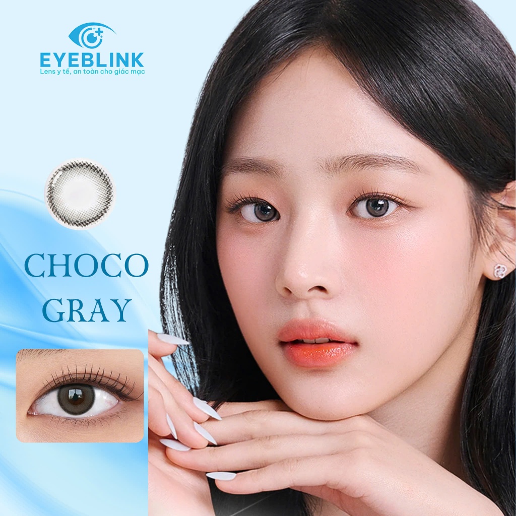 Lens y tế cấp ẩm CHOCO GRAY cho mắt nhạy cảm 12 tháng Hàn Quốc Eyeblink
