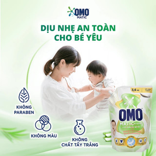 Combo 2 Túi Nước Giặt OMO Matic Cho Quần Áo Bé - 2 Túi 3.6KG