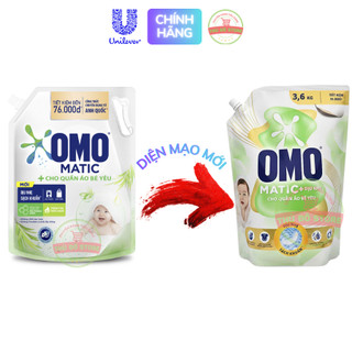 Combo 2 Túi Nước Giặt OMO Matic Cho Quần Áo Bé - 2 Túi 3.6KG