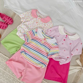 Set Bộ Bé Gái Có Tay Cổ Sen Cotton - Bộ Áo Tay Ngắn Quần Short Mùa Hè Mềm Mát