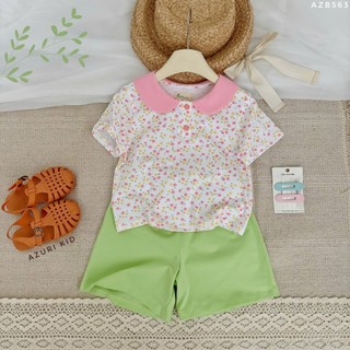 Set Bộ Bé Gái Có Tay Cổ Sen Cotton - Bộ Áo Tay Ngắn Quần Short Mùa Hè Mềm Mát