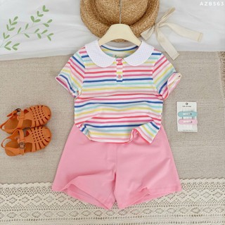 Set Bộ Bé Gái Có Tay Cổ Sen Cotton - Bộ Áo Tay Ngắn Quần Short Mùa Hè Mềm Mát