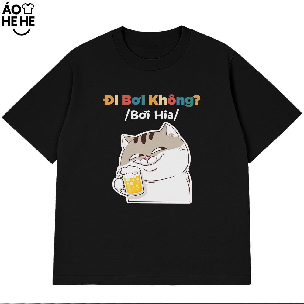 Áo Thun Ăn Nhậu Đi Bơi Không Bia Hơi Câu Nói Text Hài Hước Dân Nhậu Form Rộng Cotton 230gsm