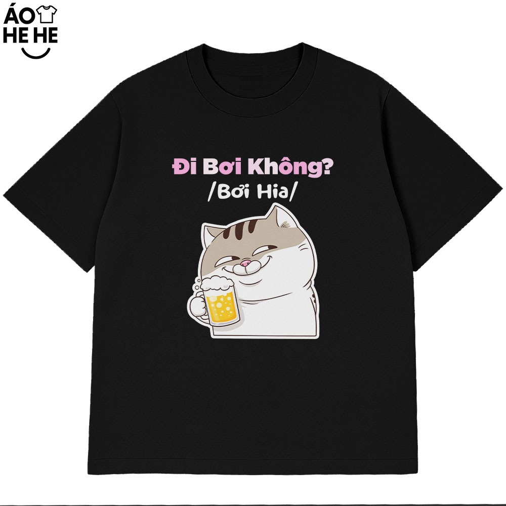 Áo Thun Ăn Nhậu Đi Bơi Không Bia Hơi Câu Nói Text Hài Hước Dân Nhậu Form Rộng Cotton 230gsm