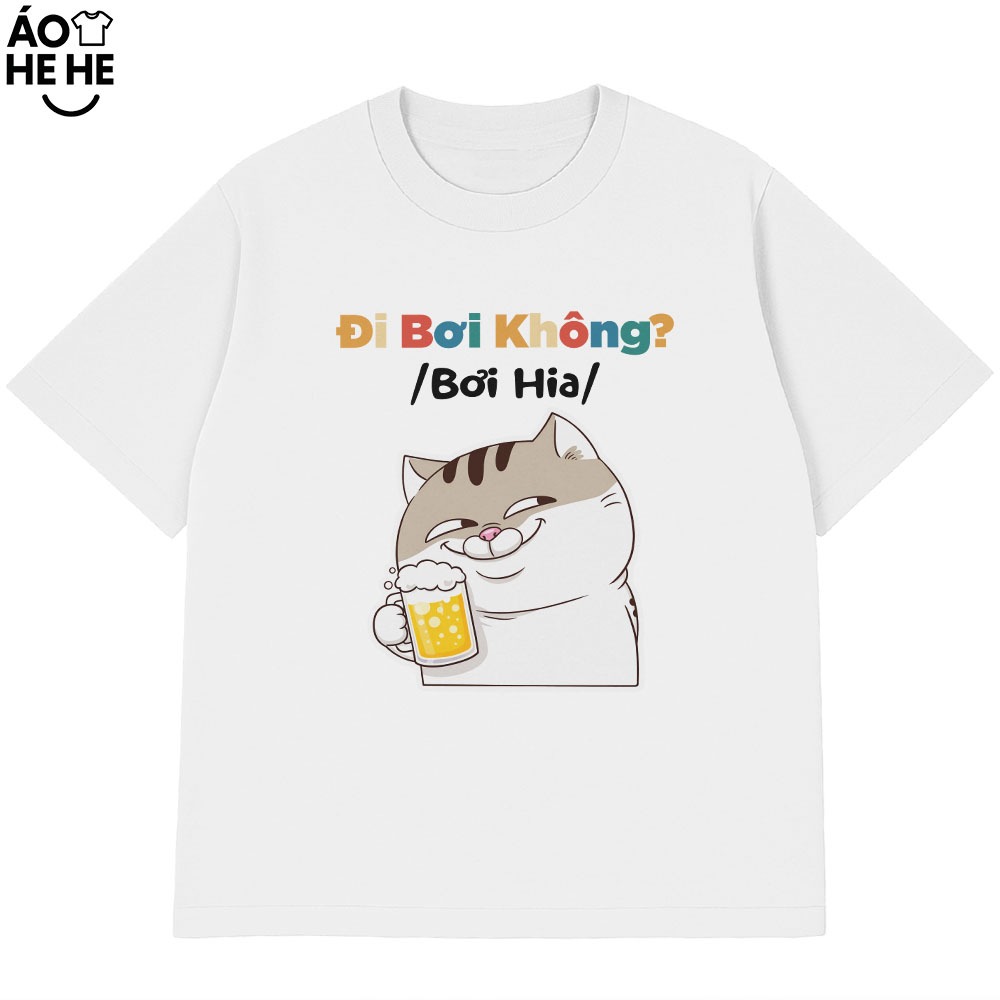 Áo Thun Ăn Nhậu Đi Bơi Không Bia Hơi Câu Nói Text Hài Hước Dân Nhậu Form Rộng Cotton 230gsm