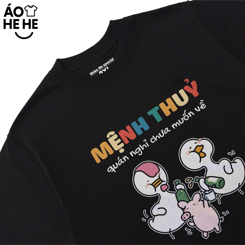 Áo Thun Ăn Nhậu Hài Hước Mệnh Thủy Quán Nghỉ Chưa Muốn Về Câu Nói Text Dân Nhậu Form Rộng Cotton 230gsm