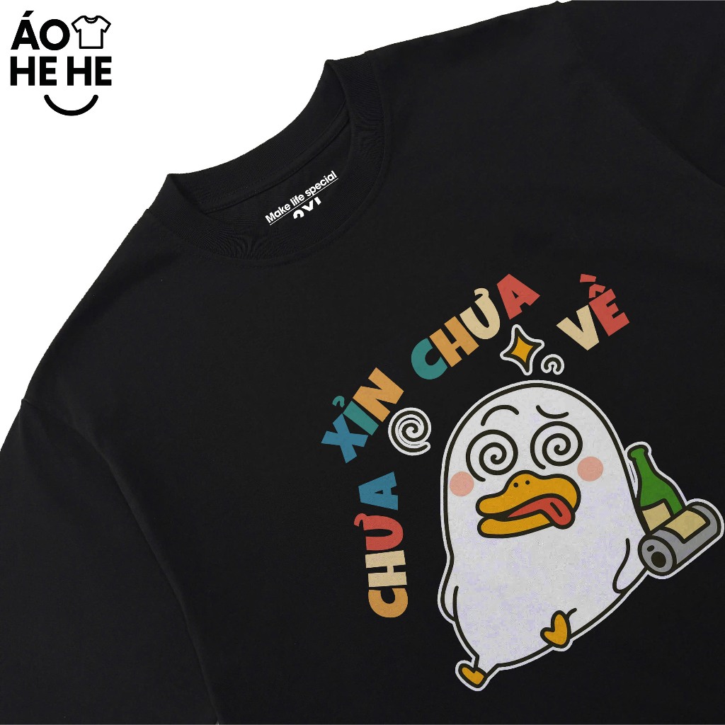 Áo Thun Ăn Nhậu Hài Hước Chưa Xỉn Chưa Về Câu Nói Text Dân Nhậu Form Rộng Cotton 230gsm
