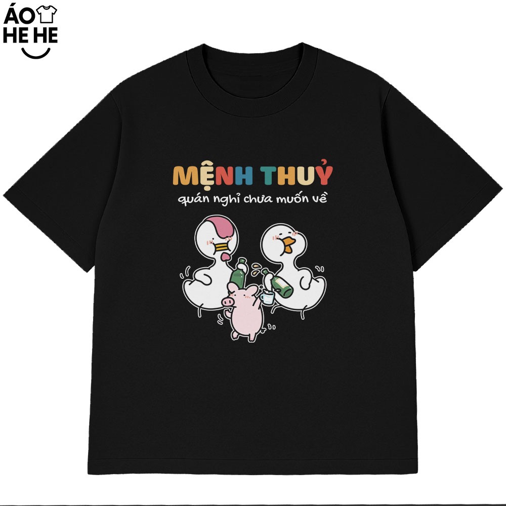 Áo Thun Ăn Nhậu Hài Hước Mệnh Thủy Quán Nghỉ Chưa Muốn Về Câu Nói Text Dân Nhậu Form Rộng Cotton 230gsm