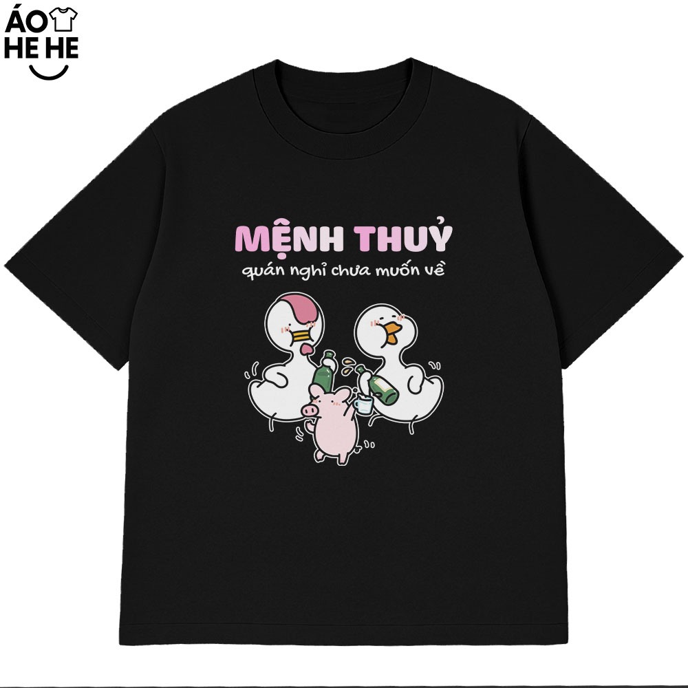 Áo Thun Ăn Nhậu Hài Hước Mệnh Thủy Quán Nghỉ Chưa Muốn Về Câu Nói Text Dân Nhậu Form Rộng Cotton 230gsm