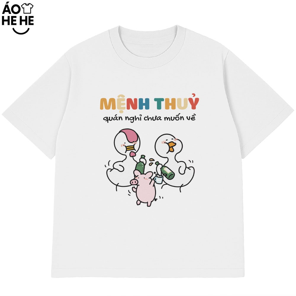Áo Thun Ăn Nhậu Hài Hước Mệnh Thủy Quán Nghỉ Chưa Muốn Về Câu Nói Text Dân Nhậu Form Rộng Cotton 230gsm