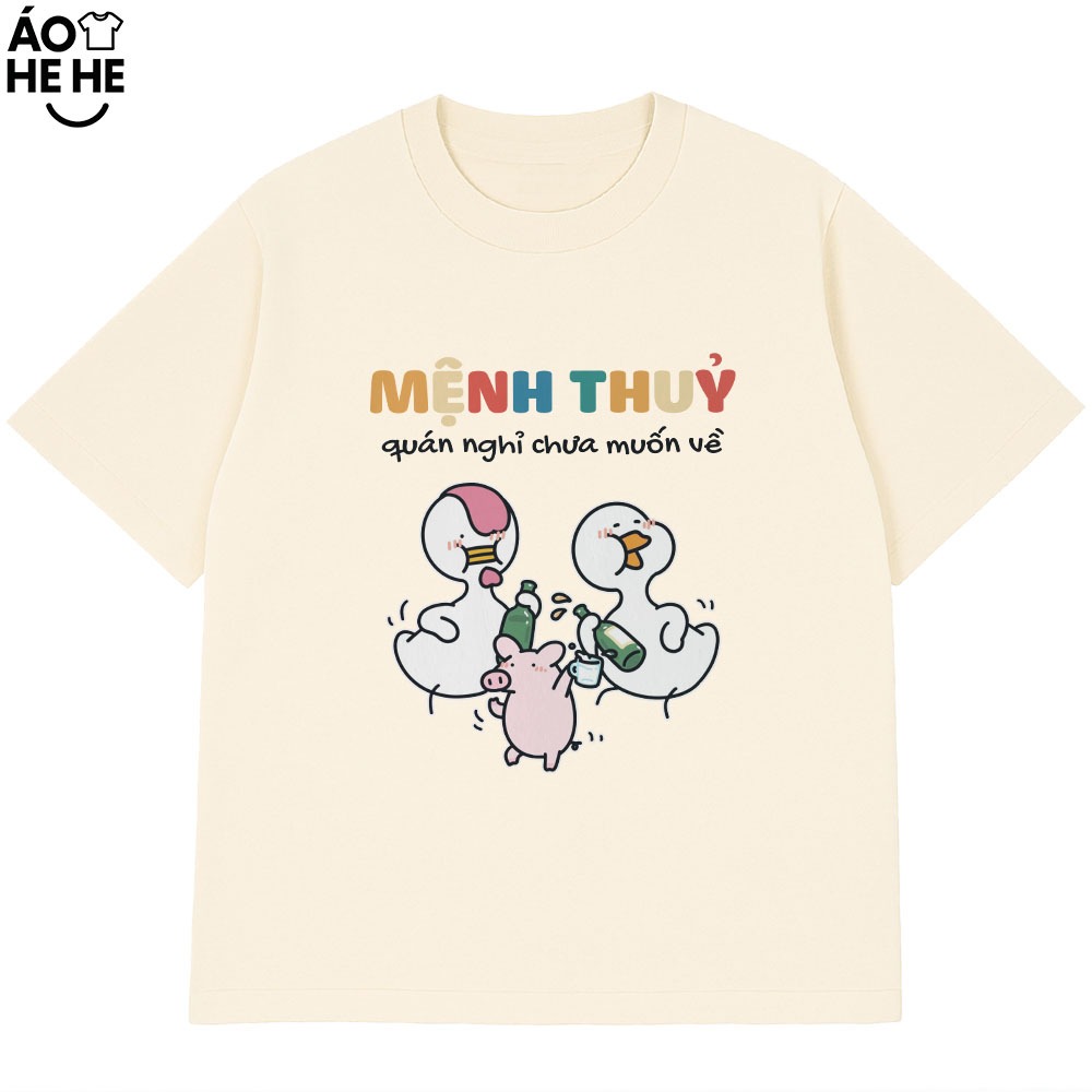 Áo Thun Ăn Nhậu Hài Hước Mệnh Thủy Quán Nghỉ Chưa Muốn Về Câu Nói Text Dân Nhậu Form Rộng Cotton 230gsm