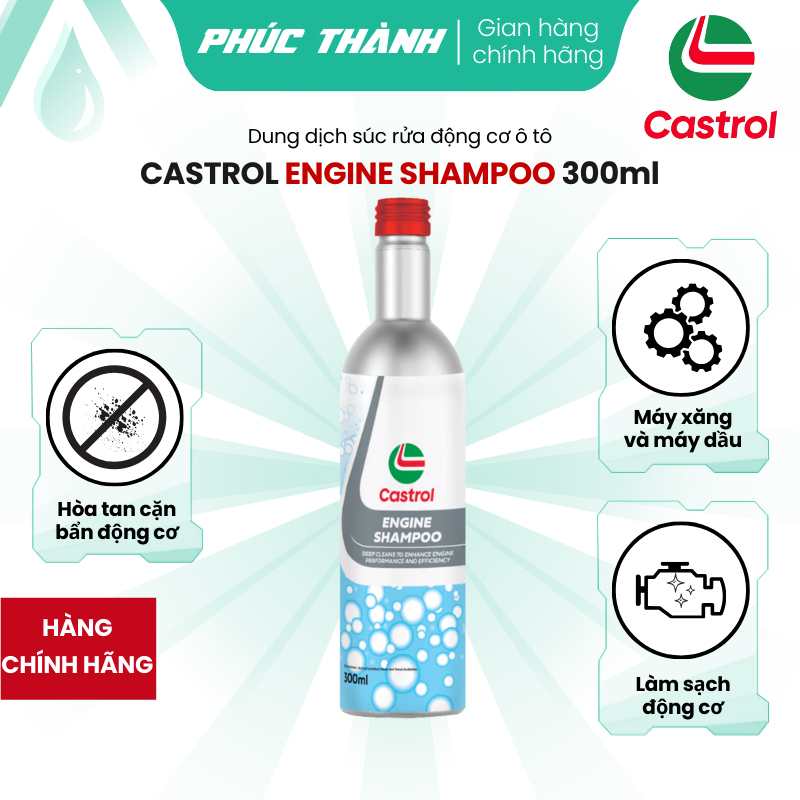 [HÀNG CHÍNH HÃNG] Dung Dịch Súc Rửa Động Cơ Ô Tô CASTROL ENGINE SHAMPOO Chai 300ml - Mẫu Mới