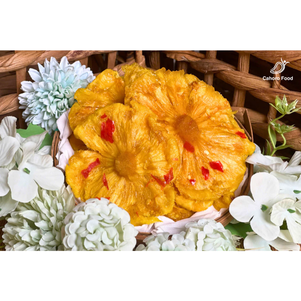 Thơm sấy muối ớt 500g, khóm sấy muối ớt chua cay, ngọt NHẸ - Đặc sản Cahoro Food - Trái cây sấy dẻo.