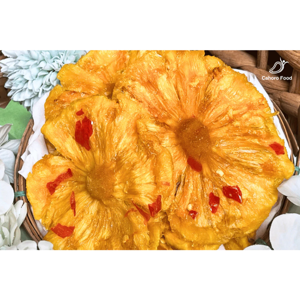 Thơm sấy muối ớt 500g, khóm sấy muối ớt chua cay, ngọt NHẸ - Đặc sản Cahoro Food - Trái cây sấy dẻo.