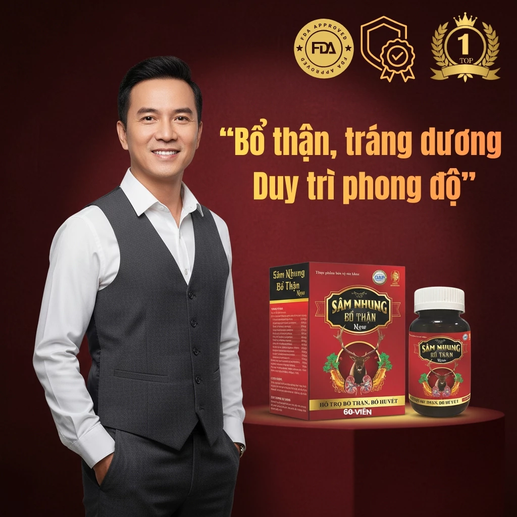 Tăng cường sinh lý nam thảo dược Sâm Nhung Bổ Thận - Hỗ trợ Bổ Thận Tráng Dương Giảm tiểu đêm, đau lưng mỏi gối 30v