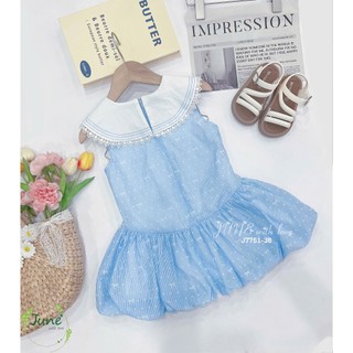 Váy Bí Bé Gái Màu Xanh Cổ Thủy Thủ J7751 - Đầm Cotton Thô Hàn Dáng Bí Xinh Xắn