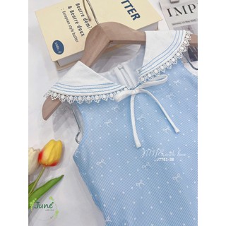 Váy Bí Bé Gái Màu Xanh Cổ Thủy Thủ J7751 - Đầm Cotton Thô Hàn Dáng Bí Xinh Xắn