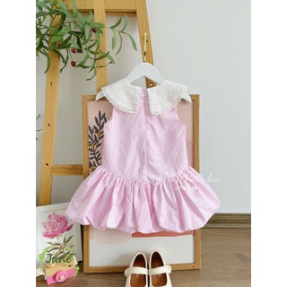 Váy Bí Bé Gái Hot Trend Hồng Cổ Thủy Thủ J7751 - Đầm Cotton Thô Hàn Phối Ren Đáng Yêu
