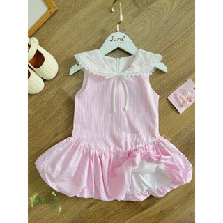 Váy Bí Bé Gái Hot Trend Hồng Cổ Thủy Thủ J7751 - Đầm Cotton Thô Hàn Phối Ren Đáng Yêu