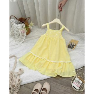 Váy 2 Dây Bé Gái Thêu Hoa Pastel Daisy AZD572 - Đầm Cotton 2 Lớp Xòe Duyên Dáng