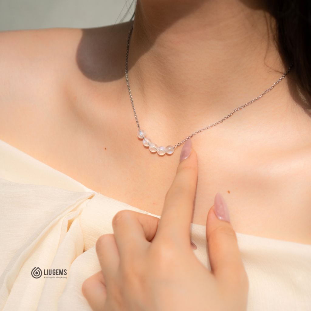 Dây Chuyền Thép Không Gỉ Mix 5 Viên Đá Tự Nhiên Liugems Cân Bằng Ngũ Hành Ý Nghĩa Tích Cực DCT05