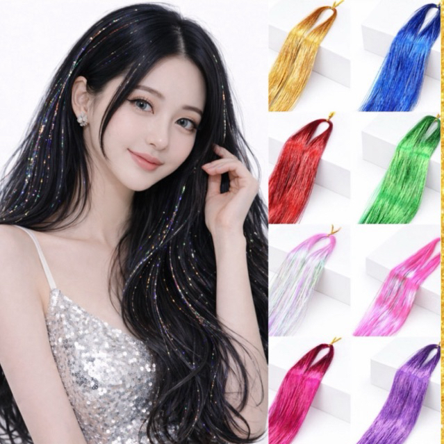 [HÀNG ĐẸP] DÂY KIM TUYẾN NỐI TÓC SET 200 DÂY CỰC NHIỀU SỈ 5K