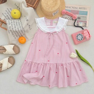 Váy Cổ Thủy Thủ Bé Gái Đính Nơ J7362 - Tone Màu Pastel, Phom A Bé Mặc Thoải Mái