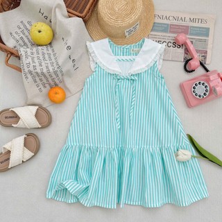 Váy Cổ Thủy Thủ Bé Gái Đính Nơ J7362 - Tone Màu Pastel, Phom A Bé Mặc Thoải Mái