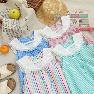 Váy Cổ Thủy Thủ Bé Gái Đính Nơ J7362 - Tone Màu Pastel, Phom A Bé Mặc Thoải Mái