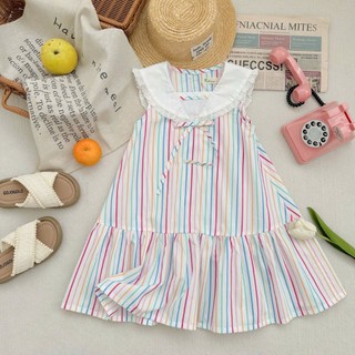 Váy Cổ Thủy Thủ Bé Gái Đính Nơ J7362 - Tone Màu Pastel, Phom A Bé Mặc Thoải Mái