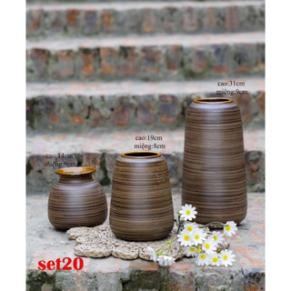 Bình hoa đu đủ nâu ánh kim cao cấp 18cm, 27cm và 30cm gốm sứ Bát Tràng sang trọng - decor nhà đẹp