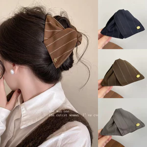 Kẹp tóc càng cua hình tam giác sọc vintage cao cấp kẹp tóc thời trang cá mập phụ kiện tóc