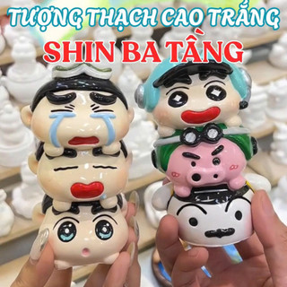 Tượng thạch cao trắng Shin ba tầng không kèm màu cọ