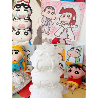 Tượng thạch cao trắng Shin ba tầng không kèm màu cọ