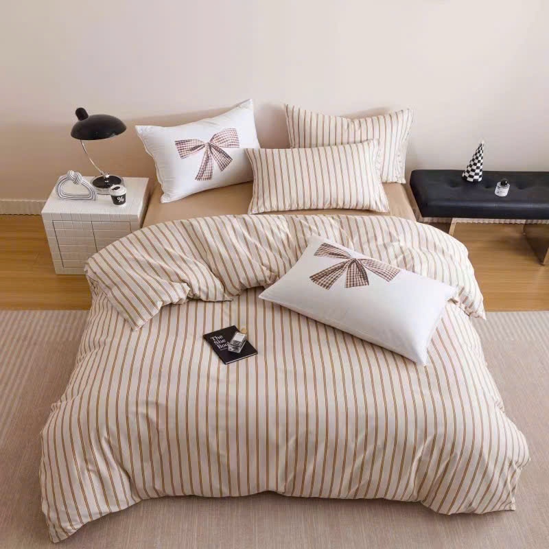 Bộ Chăn Ga 4 Món Chăn Chần Ga Gối Cotton 100% Nhiều Mẫu Basic Kẻ Sọc Đa Dạng EMPIRE Bedding & Decor