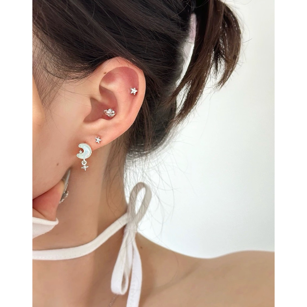 Bông tai nữ tạo hình mặt trăng khuyết nhỏ xinh đính đá lấp lánh nhiều kiểu ZE2503 BY ACCESSORIES