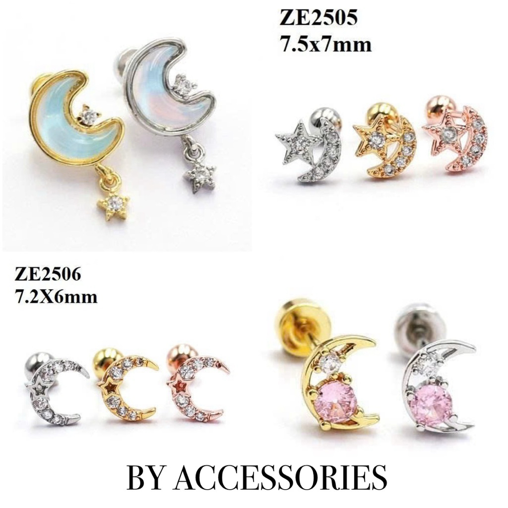 Bông tai nữ tạo hình mặt trăng khuyết nhỏ xinh đính đá lấp lánh nhiều kiểu ZE2503 BY ACCESSORIES