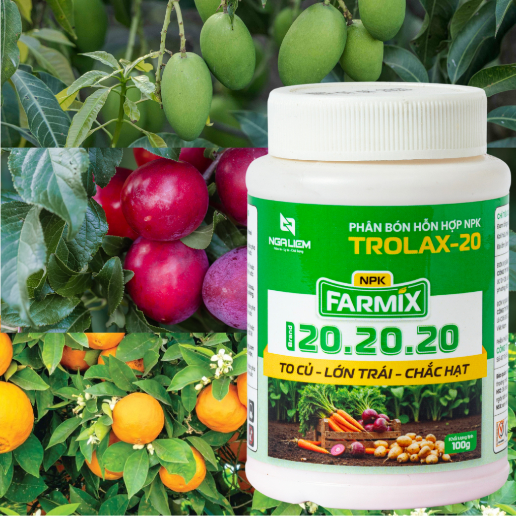 Phân Bón Lá NPK 20-20-20 Farmix (Trolax-20) – To Củ, Lớn Trái, Chắc Hạt