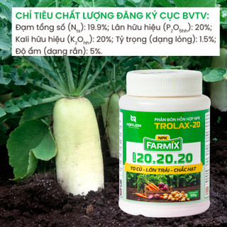 Phân Bón Lá NPK 20-20-20+TE Farmix (Trolax-20) – To Củ, Lớn Trái, Chắc Hạt, Tạo mầm