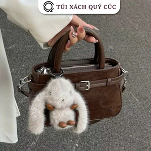 Kèm Móc Thỏ RABBIT Túi Xách Nữ Da Lộn Lót Vải hàng đẹp đeo vai đeo chéo thời trang đi chơi đi tiệc TX99