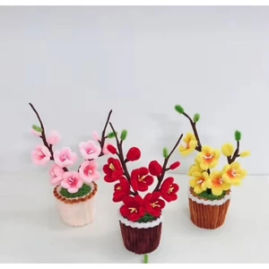 Chậu đào , chậu mai mini kẽm nhung để bàn