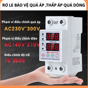 Rơ le bảo vệ quá áp thấp áp quá dòng điện áp 220V,công tơ điện tử đa năng 1P63A, bảo vệ mất pha trung tính, relay quá áp