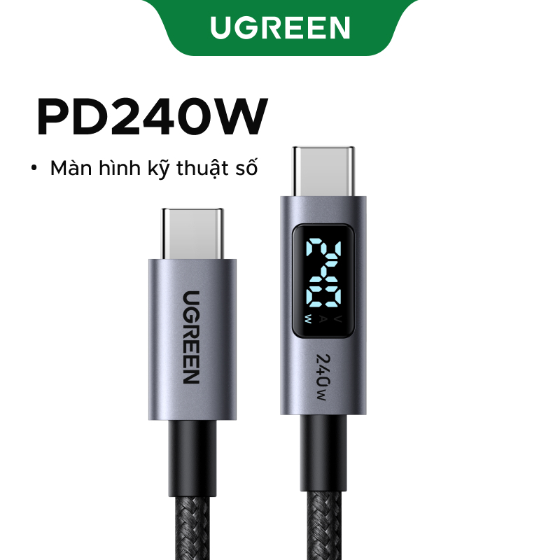 【240W】Cáp dữ liệu sạc UGREEN  USB 2.0 USB-C sang USB-C Cáp hiển thị kỹ thuật số bện bằng nhôm for iPhone 17 / 16 / 15 | BigBuy360 - bigbuy360.vn