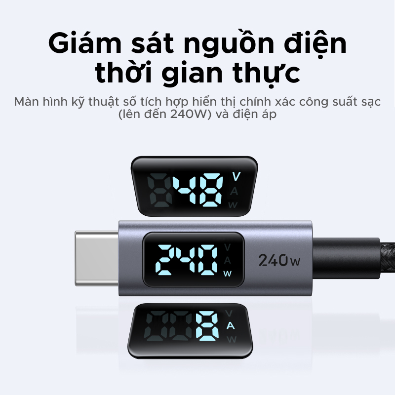 【240W】Cáp dữ liệu sạc UGREEN  USB 2.0 USB-C sang USB-C Cáp hiển thị kỹ thuật số bện bằng nhôm for iPhone 17 / 16 / 15 | BigBuy360 - bigbuy360.vn