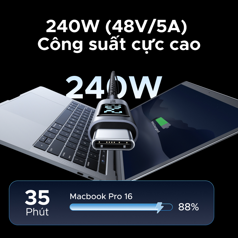 【240W】Cáp dữ liệu sạc UGREEN  USB 2.0 USB-C sang USB-C Cáp hiển thị kỹ thuật số bện bằng nhôm for iPhone 17 / 16 / 15 | BigBuy360 - bigbuy360.vn