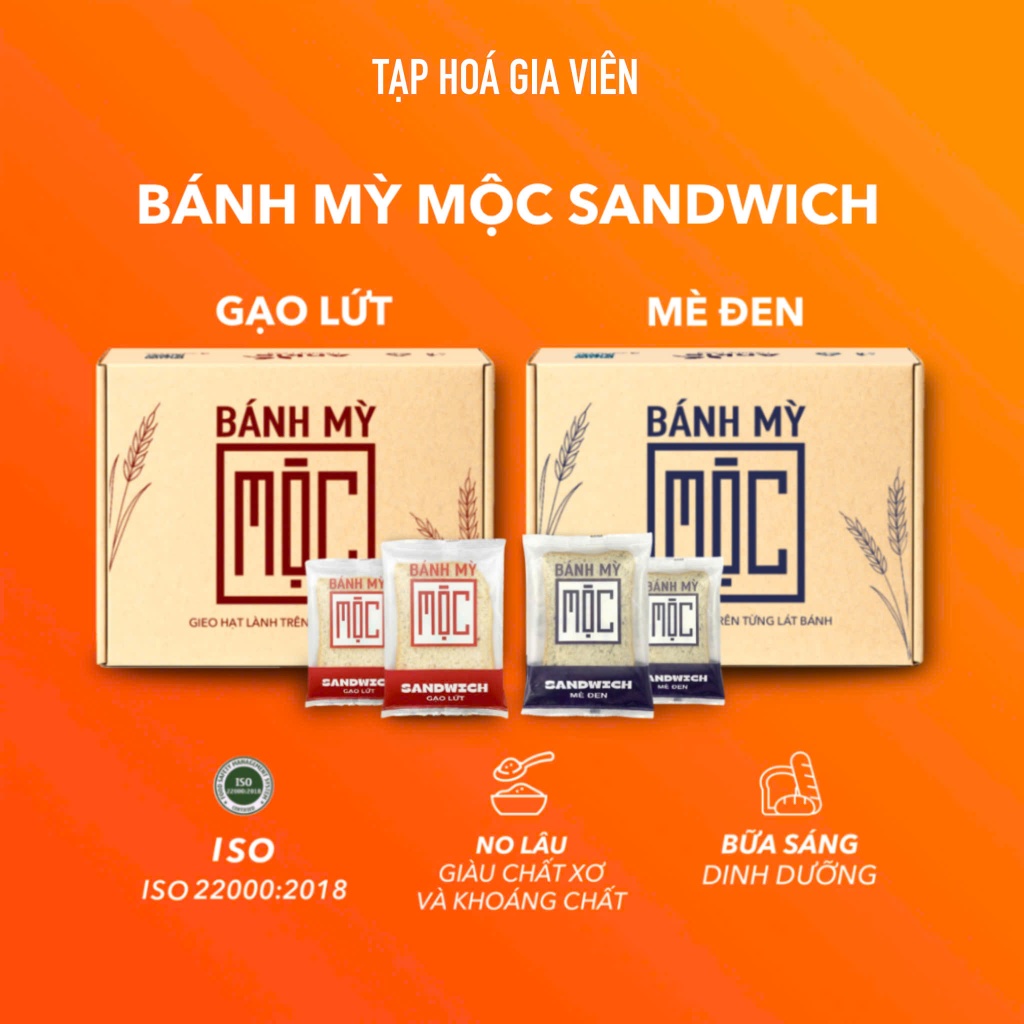 Bánh mỳ mộc sandwich gạo lứt, mè đen ăn kiêng cho người tiểu đường ANKIE - gói 55g/ hộp 6 gói