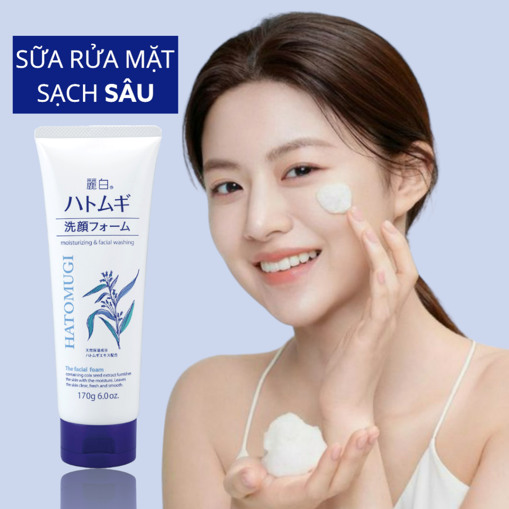 Sữa Rửa Mặt Dưỡng Ẩm Và Sạch Sâu Chiết Xuất Hạt Ý Dĩ Hatomugi Facial Foam 170G